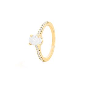 Imagem do produto Anel Sparkle Moissanite Oval 1,25CT com Cravação no Aro Folheado a Ouro 18K
