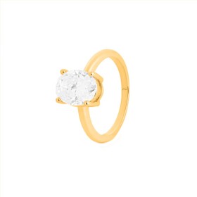 Imagem do produto Anel Sparkle Moissanite Oval 2,75CT Solitário Folheado a Ouro 18K