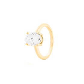 Imagem do produto Anel Sparkle Moissanite Oval 6MM Solitário Folheado a Ouro 18K