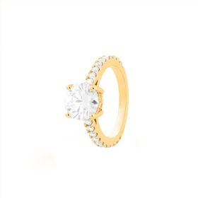 Imagem do produto Anel Sparkle Ponto de Luz Moissanite 2CT com Cravação no Aro Folheado a Ouro 18K