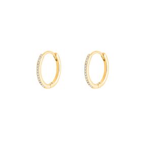 Imagem do produto Brinco Sparkle Argola Click 15MM Cravejado com Moissanites 1MM Folheado a Ouro 18K