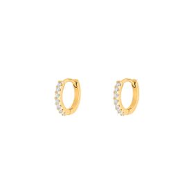 Imagem do produto Brinco Sparkle Argola de Click com Meia Cravação de Moissanite 1MM Folheado a Ouro 18K