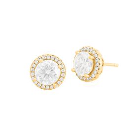 Imagem do produto Brinco Sparkle Moissanite Central 2,5CT com Cravação na Volta Folheado a Ouro 18K
