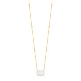 Imagem do produto Colar Sparkle com Moissanite 6CT Oval Pendente e Pontos de Luz Folheado a Ouro 18K