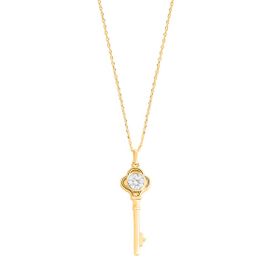Imagem do produto Colar Sparkle Pingente de Chave com Moissanite 6MM Folheado a Ouro 18K