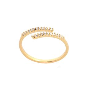 Imagem do produto Anel Aberto Aro Cravejado Transpassado Folheado a Ouro 18K