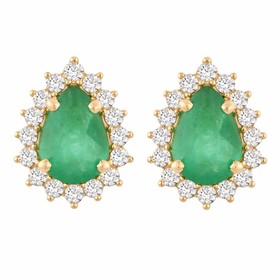 Imagem do produto Brinco Crisoprásio Gota Verde Cravejado com 36 Moissanites 1mm em Ouro 10K