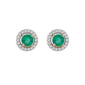 Imagem do produto Brinco Crisoprásio Redondo Verde Cravejado com 36 Moissanites 1MM em Ouro 10K