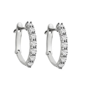 Imagem do produto Brinco Argola de Click Cravejada com Moissanites 2Pts em Ouro Branco 10K