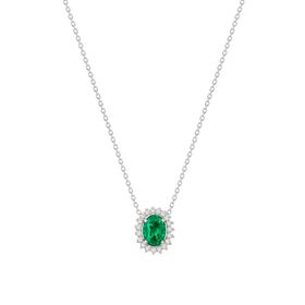 Imagem do produto Colar Crisoprásio Oval Verde com Cravação de 20 Moissanites 1MM em Ouro Branco 10K