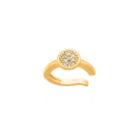 Imagem do produto Brinco Piercing Liso com Pavê Cravejado de Zircônias Folheado a Ouro 18K