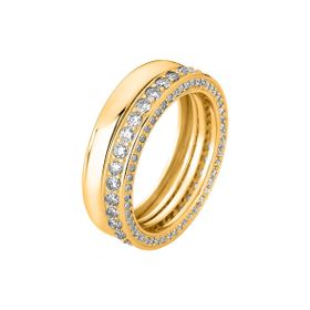 Imagem do produto Anel Par Aliança Lisa e Cravejada em Moissanite 2mm em Prata 925 Folheado a Ouro 18K