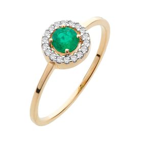 Imagem do produto Anel Crisoprásio 4MM Verde Redondo com Cravação de 18 Moissanite 1MM em Ouro 10K