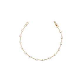 Imagem do produto Pulseira Moissanite Fio faca com Pontos de Luz 3mm e Fecho Cravejado em Prata 925 Folheado a Ouro 18K