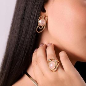 Imagem do produto Anel Entrenós Quartzo Rosa Oval Folheado a Ouro 18K