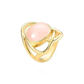 Imagem do produto Anel Entrenós Quartzo Rosa Oval Folheado a Ouro 18K
