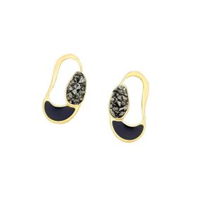 Imagem do produto Brinco Brisa Ametista Vazado com Esmalte Preto Folheado a Ouro 18K