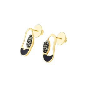 Imagem do produto Brinco Brisa Ametista Vazado com Esmalte Preto Folheado a Ouro 18K