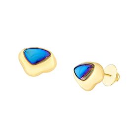 Imagem do produto Brinco Curve Ágata Metalizada Rainbow Liso Folheado a Ouro 18K
