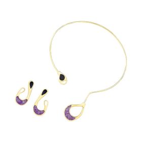 Imagem do produto Conjunto Brisa Ametista com Esmalte Preto Folheado a Ouro 18K