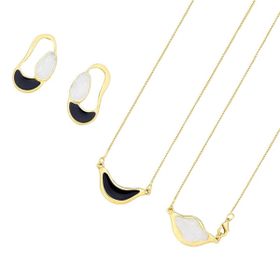 Imagem do produto Conjunto Brisa Selenita com Esmalte Preto Folheado a Ouro 18K