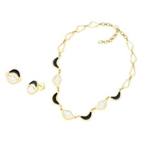 Imagem do produto Conjunto Brisa Selenita com Esmalte Preto Folheado a Ouro 18K