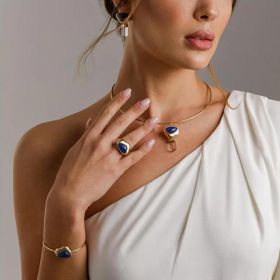 Imagem do produto Conjunto Curve Chocker Sodalita Folheado a Ouro 18K