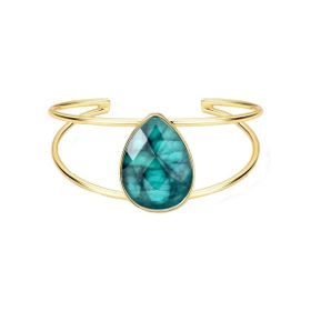 Imagem do produto Pulseira Bracelete Diva Esmeralda Gota Folheado a Ouro 18K