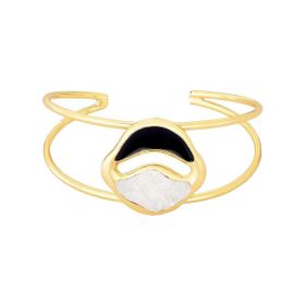 Imagem do produto Pulseira Bracelete Brisa Selenita Aberto com Esmalte Preto Folheado a Ouro 18K