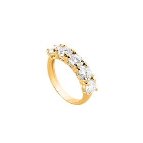 Imagem do produto Anel Cravejado com 5 Moissanite 5MM em Prata 925 Folheado a Ouro 18K
