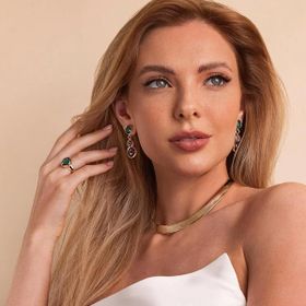 Imagem do produto Brinco Diva com Base Esmeralda Titanio e Ametista Pendente Redondo Folheado a Ouro 18K