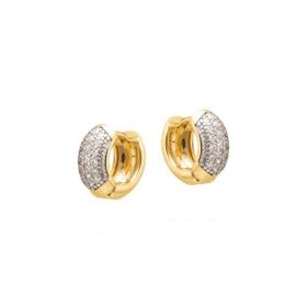 Imagem do produto Brinco Argola de Click Abaluada com Cravação de Zircônias Folheado a Ouro 18K