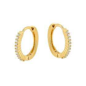 Imagem do produto Brinco Argola Grande de Click Cravejada com Zircônias Folheado a Ouro 18K
