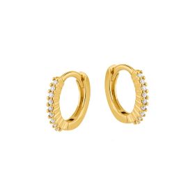 Imagem do produto Brinco Argola Médio de Click Cravejada com Zircônias Folheado a Ouro 18K