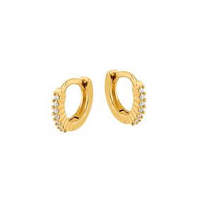 Imagem do produto Brinco Argola Pequena de Click Cravejada com Zircônias Folheado a Ouro 18K