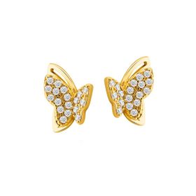 Imagem do produto Brinco Borboleta Cravejada com Zircônias Folheado a Ouro 18K