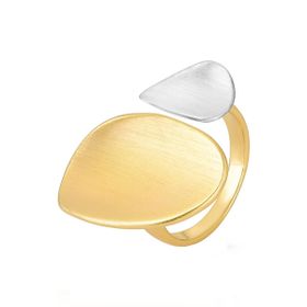 Imagem do produto Anel Entreaberto Duas Pétalas MIX Fosco Folheado a Ouro 18K