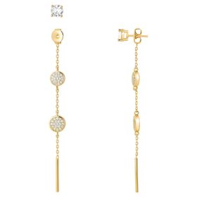Imagem do produto Brinco Polido Zircônia Ear Line Dots Folheado a Ouro 18K