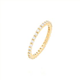 Imagem do produto Anel Aliança Inteira com Zircônia 1MM Folheado a Ouro 18K