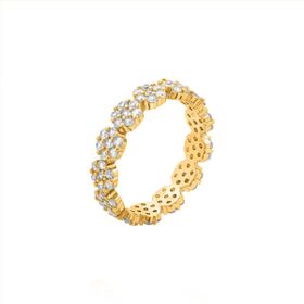 Imagem do produto Anel aro Inteiro Flor com Pontos de Luz Zircônia Folheado a Ouro 18K