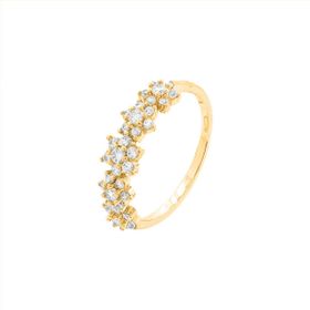 Imagem do produto Anel Cinco Flores com Pétalas e Ponto de Luz 2MM Zircônia Folheado a Ouro 18K