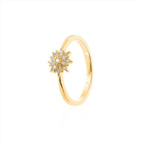 Imagem do produto Anel com Estrela Cravejada com Zircônias Ponto de Luz 2MM Aro Liso Folheado a Ouro 18K