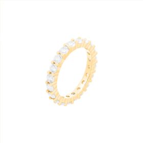 Imagem do produto Anel Meia Aliança com Zircônias Ponto de Luz 3MM Folheado a Ouro 18K