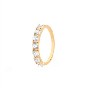 Imagem do produto Anel Meia Cravação Zircônia Ponto de Luz 3MM Folheado a Ouro 18K