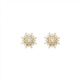 Imagem do produto Brinco Flor com Oito Pontas Cravação Princesa e Pontos de Luz Zircônia Folheado a Ouro 18K