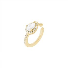 Imagem do produto Brinco Piercing Meia Cravação com Gota 3MM Zircônia Folheado a Ouro 18K