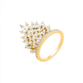 Imagem do produto Anel Estilizado Estilo Coroa Baguetado com Pontos de Luz Zircônia Folheado a Ouro 18K