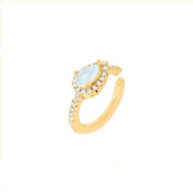Imagem do produto Brinco Piercing Meia Cravação com Gota Aqua 3MM Zircônia Folheado a Ouro 18K