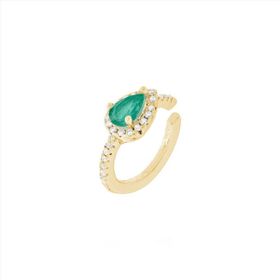 Imagem do produto Brinco Piercing Meia Cravação com Gota Esmeralda 3MM Zircônia Folheado a Ouro 18K