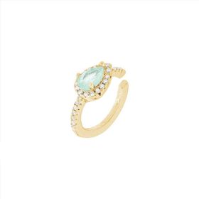 Imagem do produto Brinco Piercing Meia Cravação com Gota Paraíba 3MM Zircônia Folheado a Ouro 18K